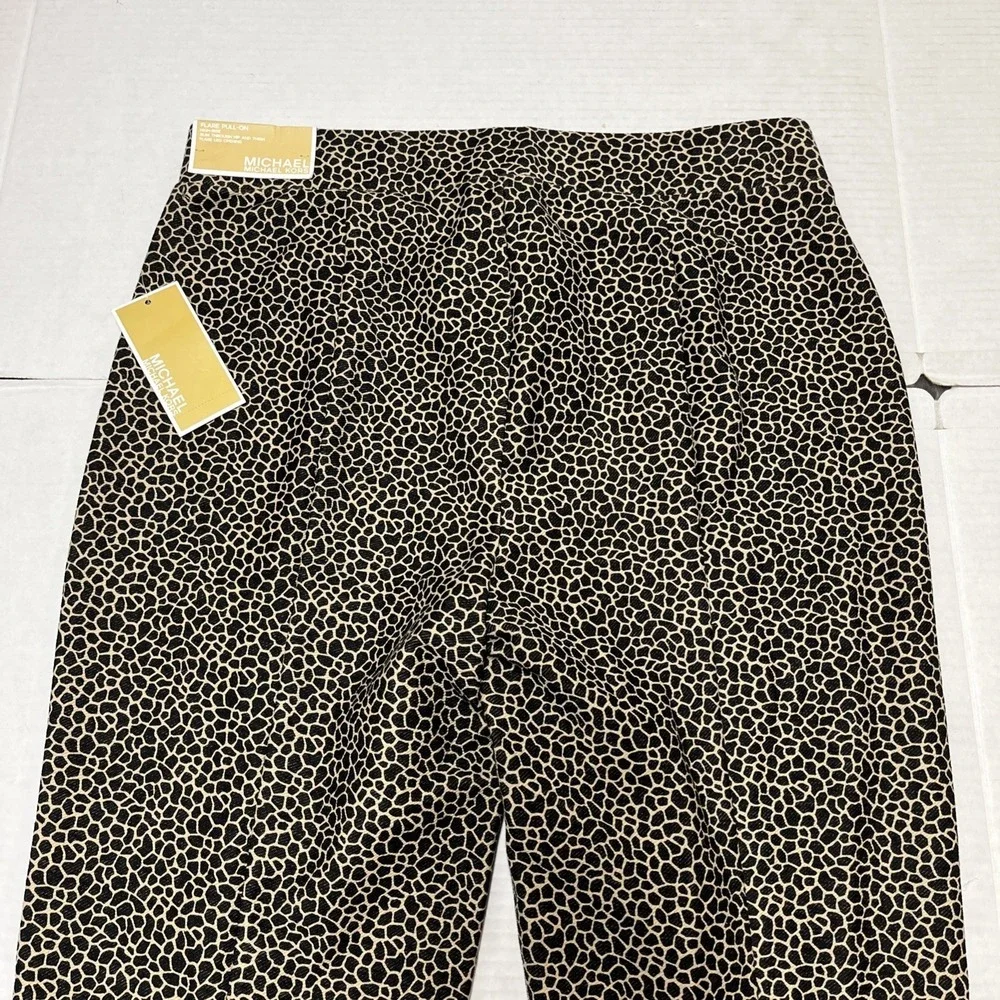 Michael Kors Pants Womens M Brown Print Pull On Flare Split Leg High Rise Casual